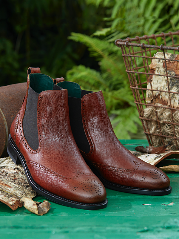 Owl - Chelsea Brogue Dealer Boot in Whiskey Leather
